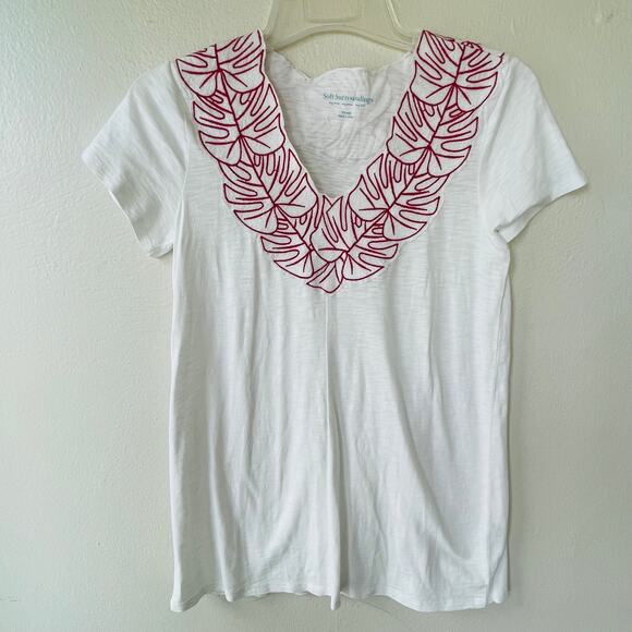 Soft Surroundings Brand New Archipelago Embroidered White red T Shirt - Picture 12 of 12